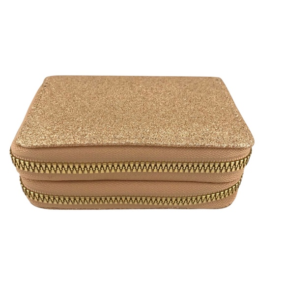 Gold Glitter Accordion Zip Wallet / Coin Purse – Double Zip Organizer - Picture 2 of 6